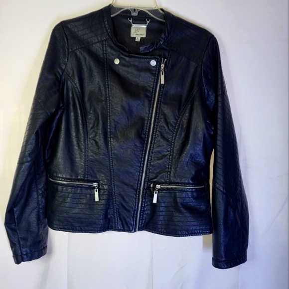 J2 by Jou Jou cropped faux leather jacket women's large - Picture 1 of 9